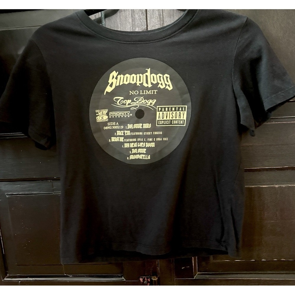 Snoop Dogg No Limit Top Dogg Cropped Graphic Shirt Black Rap Tee Reissue Sz L